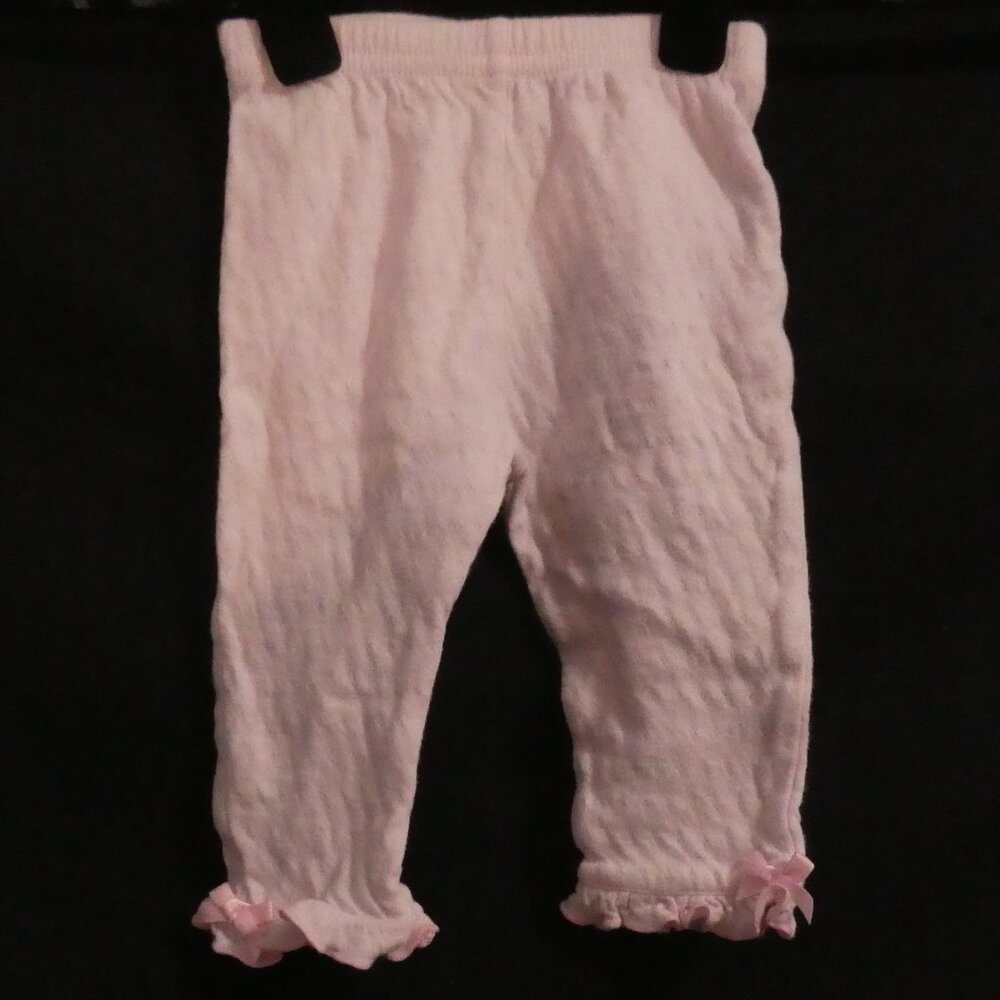 RENE ROFE BABY | small 0-3 months | Pink Baby Pants | Ruffle Hems | Pink Bows